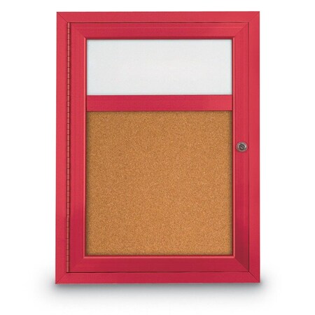 Slim Enclosed Corkboard, 30x30, Black Alum Frame/Pumice